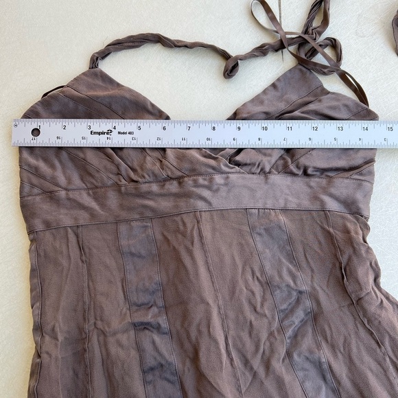 Vintage BCBG Maxazria Brown 100% Silk
Contrast Halter Midi Women Dress Size 8 - Picture 6 of 9
